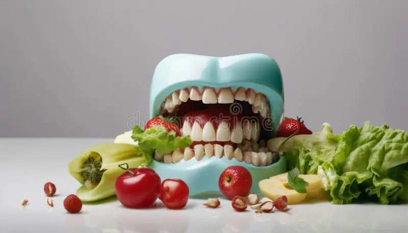 tooth shape made from vegetables fruits